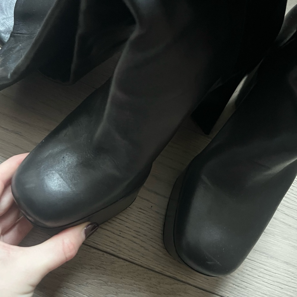 Prada Black Leather Platform Knee High Boots $1820 - Picture 7 of 8